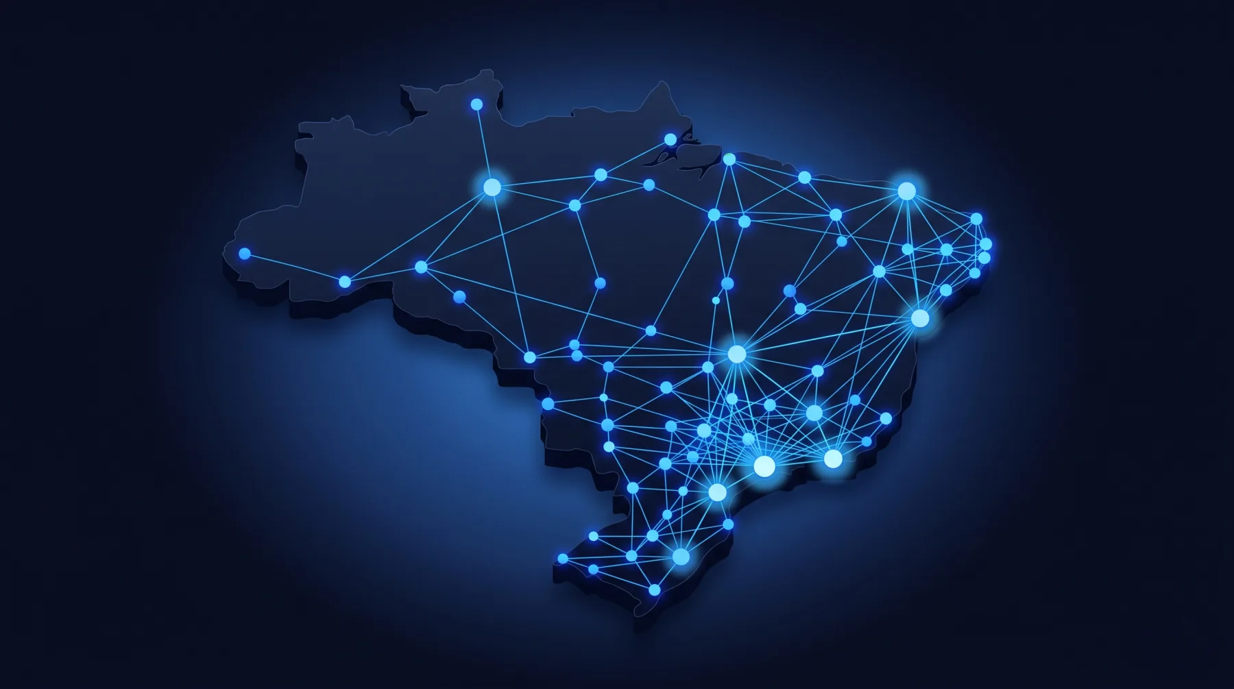 Rede nacional distribuída de infraestrutura — visualização ilustrativa